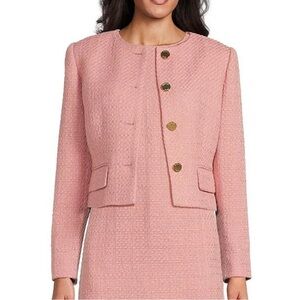 NWT P&Y Margaret pink tweed button front jacket 14
